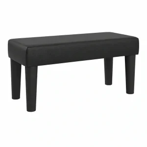 Banco Decorativo de Cuero Sintético Negro para Sala y Terraza, 70x30x30 cm