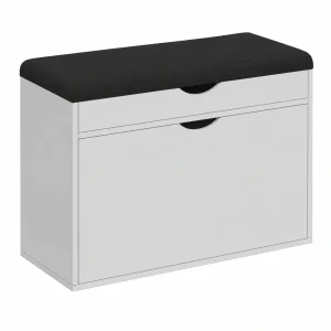Mueble para Zapatos Blanco 60x51 cm con Asiento Acolchado Desmontable