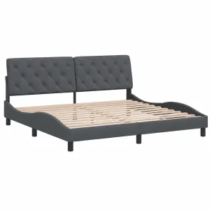 Cama de Terciopelo Gris Oscuro con LED 200x200 cm