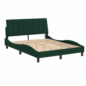 Cama con Luz LED y Terciopelo Verde Oscuro, 140x190 cm