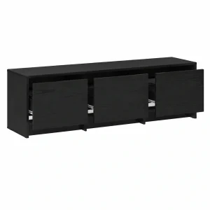 Mueble de TV Moderno con LED y Cajón, Roble Negro, 140x34x40 cm