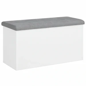 Banco de Almacenaje Blanco 82x42x45 cm con Madera de Ingeniería, Baúl para Dormitorio y Reposapiés