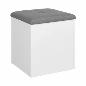 Banco de Almacenamiento Blanco de Madera de Ingeniería 42x42x45 cm para Dormitorio