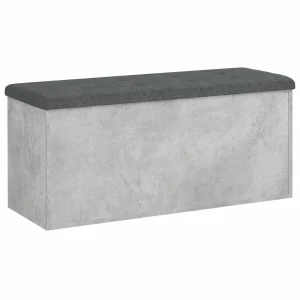 Banco de Almacenamiento de Madera Gris 102x42x45 cm con Tapa, Baúl para Dormitorio y Reposapiés