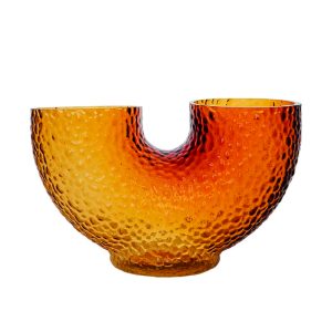 ARURA LOW GLASS VASE AMBER