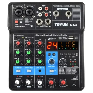 Mezcladora Mixer Profesional 4 Canales Phantom Power Teyun