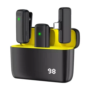 Micrófono Inalámbrico Dual Tipo C Solapero con Base de Carga