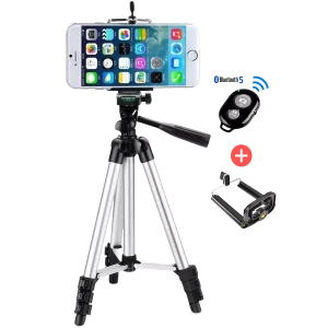 Trípode para Cámaras de 1020mm + Adaptador para Celular + Disparador Bluetooth