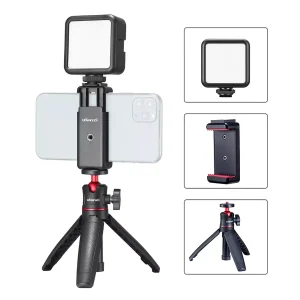 Kit de Filmación Profesional Ulanzi Trípode + Luz Led + Adaptador para Celular