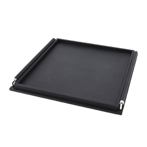 Wrapped Handle Tray Black Leather Lg
