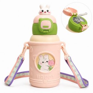 BOTELLA TÉRMICA INFANTIL ACERO INOXIDABLE 500ML CON SORBETE Y CORREA OSD-809A
