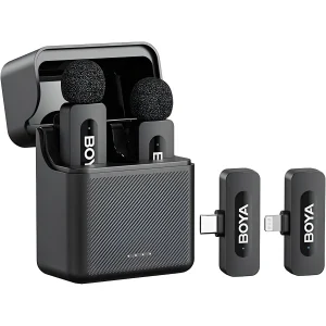 BOYA BY-V3 Combo Micrófono Inalámbrico USB-C y Lightning Compatible Con iPhone, Android