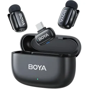 BOYA Mini-14 Micrófono Inalámbrico USB-C Negro Ideal para Grabación