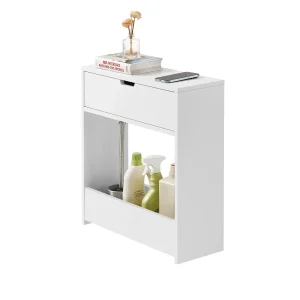 SoBuy BZR48-W  Armario de Baño con 1 cajón y 1 Bandeja Blanco