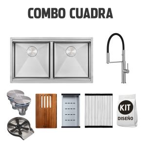 COMBO CUADRA Tarja KHD3319A equipada, monomando y glass rinser