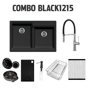 COMBO BK1215 Tarja Cuarzo equipada, monomando y Glass Rinser