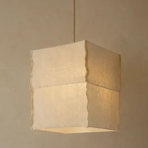 Pantalla lámpara lino cubo