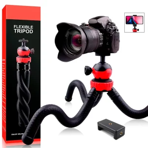 Trípode Flexible para Cámaras y Celulares + Adaptador
