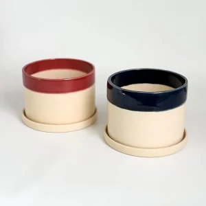 MACETA CILINDRO COMBINADA COLOR GRANDE CON PLATO