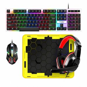 KIT TECLADO + MOUSE + PAD + VINCHA GAMER RETROILUMINADO TF-240 T-WOLF