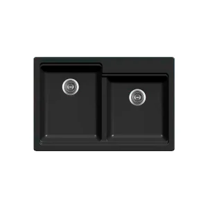Tarja KQDA3322A-BL Cuarzo equipada doble tina color negro