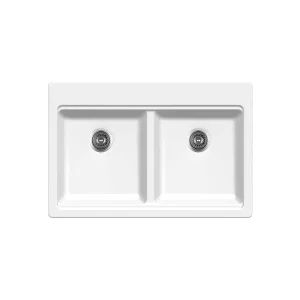 Tarja KQDB3322A-WH Cuarzo equipada doble tina color blanco