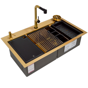 Workstation KWS0210-GD Tarja cuadra equipada color Dorado doble tina