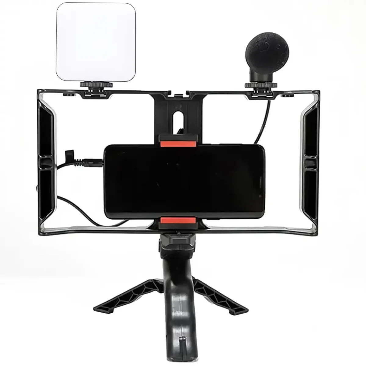 Kit De Grabación Para Celular Micrófono Luz LED Mini Trípode