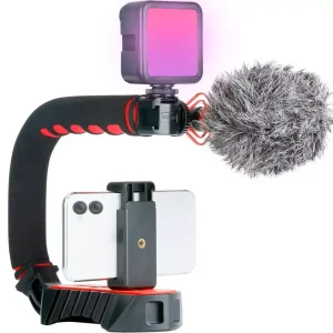 Luz Led Vl49 RGB + Estabilizador Ulanzi U-Grig Pro + Micrófono Cardiode + Adaptador de celular a trípode