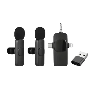 Micrófono inalámbrico 3 en 1 + Adaptador Para Vlogs y Entrevistas