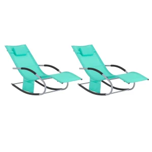 SoBuy OGS28-TBx2 Tumbonax2 Mecedora con Almohada y Bolsillo Color Azul Tiffany