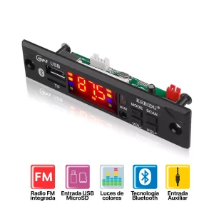Panel Lector Audio Bluetooh Fm Mp3 Auxiliar