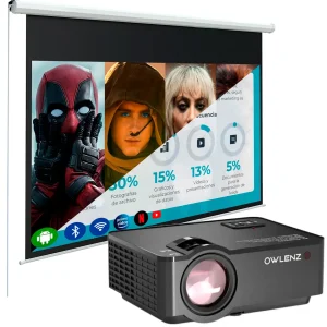 Proyector Smart Android Sd150 + Ecran 120″ Blanco H120M