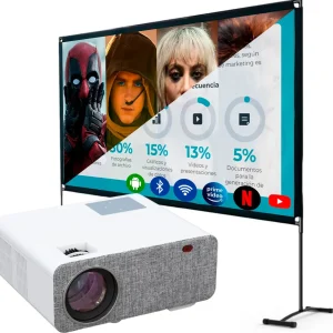 Proyector Smart Sd500 + Ecran 120″ Blanco Owlenz H120Z