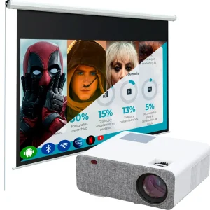 Proyector Smart Sd500 FullHD + Ecran 120″ Blanco H120M