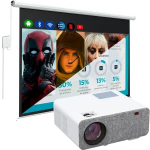 Proyector Sd500 FullHD Smart+ Ecran Eléctrico 120″ Blanco