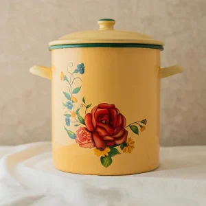 OLLA GUISERA CHICA BORDE VERDE ROSAS