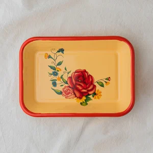 FUENTE RECTANGULAR BORDE ROJO ROSAS