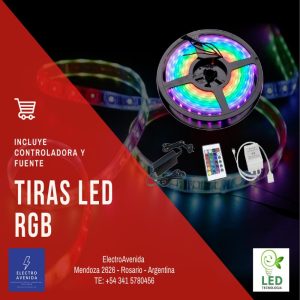 Tira de Led RGB 5m, fuente y controladora.