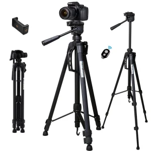 Trípode Profesional 1.60m Weifeng WT-3540 + Disparador Bluetooth + Adaptador para Celular