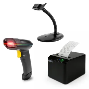 Impresora Térmica XP-T80Q + Lector Código QR/Barras NT-1228BL + Soporte