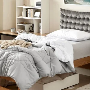 Edredon gris reversible blanco