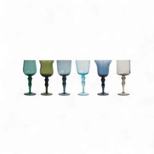 SET OF 6 GOBLETS TEXTURES BLUE/GREEN